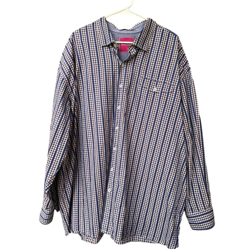 Tommy Bahama Men's Purple Check Plaid‎ Casual Button Down Shirt Size 3X